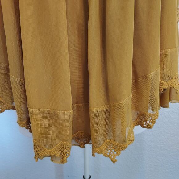 Ultra Pink Mustard Long Sleeve Crochet Tunic Long Sleeve Blouse Size XL - Picture 7 of 13